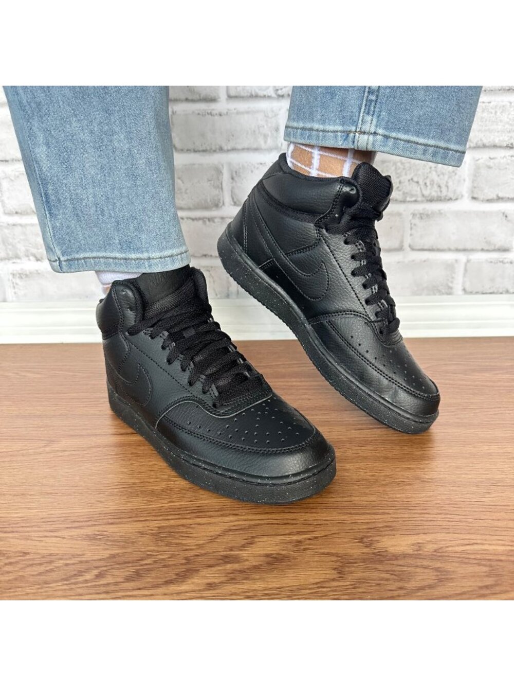 ❤️Nike Court Vision Mid N Sz 7.5 Womens Shoes Black Retro Sneakers DN3577-003